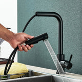 Vantique NoirFlex Pull-Out Kitchen Tap – Matte Black Stainless Steel Mixer with Dual Spray & 360° Swivel