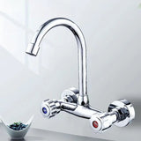 SteelCore Wall Kitchen Mixer – Dual Handle Stainless Steel Faucet | 360° Swivel Sink Tap