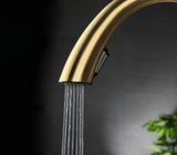 Aurevo Pull-Down Kitchen Mixer Tap – Brushed Gold Stainless Steel Faucet | Modern Hot & Cold Sink Sprayer
