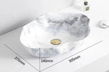 MarbleLuxe Ovalis Vessel Sink – Marble Pattern Ceramic Countertop Basin