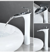 ArcticCascade Basin Mixer – White Waterfall Bathroom Faucet | Contemporary Single Lever Sink Tap