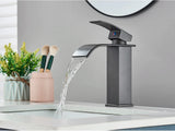 GoldenVista Waterfall Bathroom Faucet – Brushed Gold Basin Mixer Tap | Single Handle Sink Faucet | Modern Deck-Mounted Vanity Faucet
