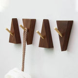 Aurivane Geometric Wall Hook – Solid Wood & Brass Hanging Hook | Modern Minimalist Key & Coat Holder
