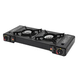 CampChef Duo 2-Burner Camping Stove – 2.5kW Butane/LPG Gas Cooker | Piezo Ignition | Griddle Tray & Carry Case