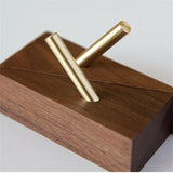 Aurivane Geometric Wall Hook – Solid Wood & Brass Hanging Hook | Modern Minimalist Key & Coat Holder