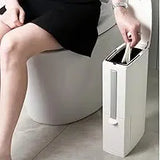 Nuvessa Slim Bathroom Bin – Ultra-Narrow Waste Basket with Lid | Modern Space-Saving Rubbish Bin