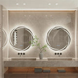 HaloVista LumiCircle LED Bathroom Mirror – Round Anti-Fog Vanity Mirror with Dimmable 3-Tone Lighting