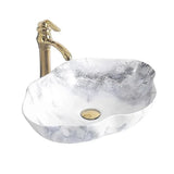 MarbleLuxe Ovalis Vessel Sink – Marble Pattern Ceramic Countertop Basin