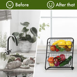 UrbanNest 2-Tier Storage Basket – Metal Fruit & Countertop Organiser | Removable Multi-Purpose Rack