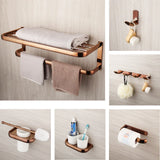 RoseVale Luxury Bathroom Hardware Set – Rose Gold Solid Brass 5-Piece Wall-Mounted Accessory Collection