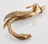 Aurelia Swan Waterfall Basin Mixer – Luxury Gold Brass Bathroom Faucet | Elegant Single Lever Sink Tap