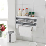 Velmora MultiFix 4-in-1 Wall-Mounted Kitchen Roll Holder – Self-Adhesive Organiser with Foil Cutter, Bottle Rack & Tissue Dispenser | Space-Saving Kitchen Storage System