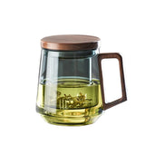 BrewLeaf 500ml Glass Tea Infuser Mug – Heat-Resistant Borosilicate Tea Cup | Wooden Handle & Lid | Reusable Tea Brewer