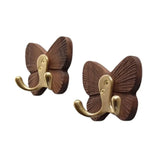 Walnut Butterfly Wall Hook Rack – Solid Wood Coat & Key Holder | Elegant Retro Home Storage