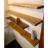 Alderwyn Live Edge Floating Shelf – Solid Wood Wall Shelf | Rustic Modern Home Storage