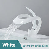 CascadePure Basin Mixer – White Waterfall Bathroom Faucet | Modern Hot & Cold Sink Tap