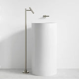 LuxeFlow Floor-Mounted Brass Bath Filler Tap – Tall Designer Freestanding Faucet with Single-Handle Hot & Cold Control | Luxury Bathroom Statement Fixture