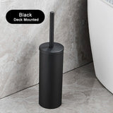 NoirEdge Wall-Mounted Toilet Brush Set – Matte Black Stainless Steel Cleaner Holder | Modern Hygienic Bathroom Accessory