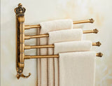 Aurora Foldable Towel Rail – Brushed Gold Aluminium Holder | Antique Engraved Luxury Bathroom Storage