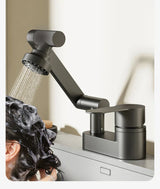 AquaTwist FlexPro Basin Mixer – 360° Swivel Bathroom Faucet | Dual-Handle Hot & Cold Sink Tap