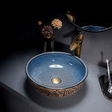 Verona Marble Effect Vessel Sink Set – Ceramic Countertop Basin with Waterfall Tap | Luxury Bathroom Suite