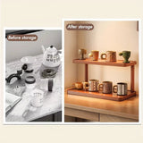 Eloria BambuCasa 2-Tier Bamboo Storage Shelf – Eco-Friendly Kitchen & Tea Room Organiser with Carry Handles | Natural Countertop Display Rack