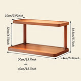 Eloria BambuCasa 2-Tier Bamboo Storage Shelf – Eco-Friendly Kitchen & Tea Room Organiser with Carry Handles | Natural Countertop Display Rack