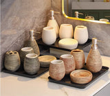 Hanaéri Ceramic Bathroom Accessories Set – Japanese-Inspired Luxury Vanity Collection | Vintage Spa Bathroom Décor