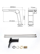 ShadowStream LuxeFall Basin Mixer – Gun Grey Waterfall Bathroom Faucet | Luxury Solid Brass Vanity Tap