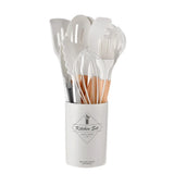 MaisonChef Silicone Utensil Set – 12-Piece Wooden Handle Cooking Tools | Heat-Resistant Kitchen Essentials