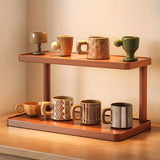 Eloria BambuCasa 2-Tier Bamboo Storage Shelf – Eco-Friendly Kitchen & Tea Room Organiser with Carry Handles | Natural Countertop Display Rack