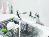 AurumFlex Wall Kitchen Tap – Brushed Gold Swivel Faucet | Premium Space-Saving Cold Water Mixer