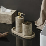 Valdore Emperador Marble Bathroom Accessories Set – 7-Piece Natural Stone Luxury Collection | Spa-Inspired Bathroom Décor