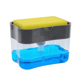 CleanPress Soap Dispenser Station – 2-in-1 Kitchen Sponge Holder | Push-Top Sink Organiser