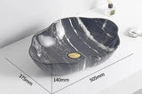 MarbleLuxe Ovalis Vessel Sink – Marble Pattern Ceramic Countertop Basin