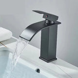GoldenVista Waterfall Bathroom Faucet – Brushed Gold Basin Mixer Tap | Single Handle Sink Faucet | Modern Deck-Mounted Vanity Faucet