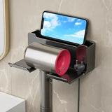 AeroNest No-Drill Hair Dryer Organiser – Dual-Layer Wall Storage Rack | Space-Saving Bathroom Styling Holder