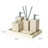 Bellaverto Beige Travertine Bathroom Accessory Set – Natural Stone Spa Collection | Luxury Marble Bathroom Décor