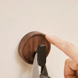 Noiréa Walnut Wall Hook – Drill-Free Wooden Coat & Key Hook | Modern Minimalist Home Organiser