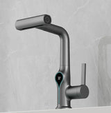 AquaLuxe SmartCascade Basin Mixer – Digital Waterfall Bathroom Faucet | Adjustable LED Temperature Sink Tap