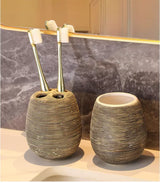 Hanaéri Ceramic Bathroom Accessories Set – Japanese-Inspired Luxury Vanity Collection | Vintage Spa Bathroom Décor