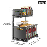FlexCore Under-Sink Storage System – 2-Tier Pull-Out Cabinet Organiser | Adjustable Carbon Steel Sliding Rack