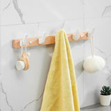 Novalith SARIHOSY Black Wooden Wall Hook Rack – 5-Hook Modern Coat & Towel Organiser | Wall-Mounted Storage for Bathroom, Kitchen & Hallway