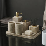 Valdore Emperador Marble Bathroom Accessories Set – 7-Piece Natural Stone Luxury Collection | Spa-Inspired Bathroom Décor