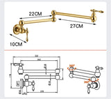 Aurelius Wall Pot Filler Tap – Brushed Gold Folding Kitchen Faucet | Luxury Brass Stove Filler