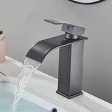 GoldenVista Waterfall Bathroom Faucet – Brushed Gold Basin Mixer Tap | Single Handle Sink Faucet | Modern Deck-Mounted Vanity Faucet