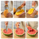 FruitEase Multi-Function Fruit Prep Tool – Stainless Steel Mango & Avocado Slicer | Fruit Peeler, Splitter & Scoop | Precision Kitchen Cutting Tool