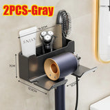 AeroNest Wall-Mount Hair Dryer Organiser – No-Drill Bathroom Storage Holder | Dual-Tier Design with Cable Management