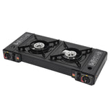 CampChef Duo 2-Burner Camping Stove – 2.5kW Butane/LPG Gas Cooker | Piezo Ignition | Griddle Tray & Carry Case