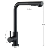 Vantique NoirFlex Pull-Out Kitchen Tap – Matte Black Stainless Steel Mixer with Dual Spray & 360° Swivel